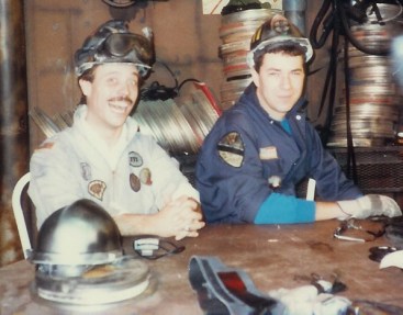 Richard Malmos left) and Randy Clower relaxing between takes on the set of The Texas 27 Film Vault.