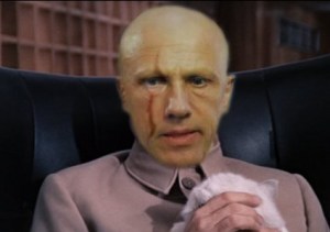 Ernst Stavro Blofeld stroking his favorite pussy.