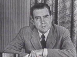 Nixon delivering his infamous Checkers Speech.