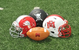 ALL THREE OF EAST MISSISSIPPI COLLEGE'S HELMETS