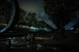 Tuileries gardens at night