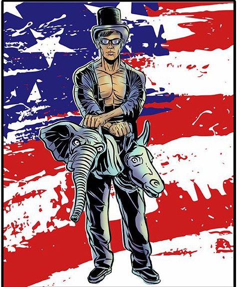 Mascot with demo and repub heads