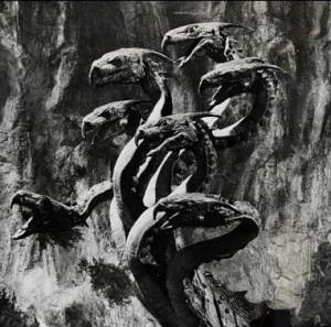 Film, 'Jason And the Argonauts', (1963) Todd Armstrong as Jason fighting the seven-headed Hydra.