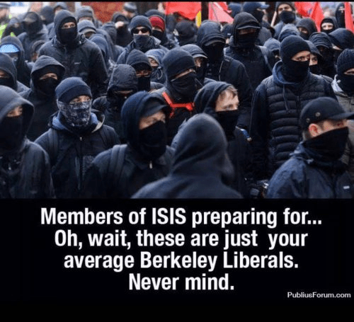 political cartoon ISIS - no, Berkeley fascists