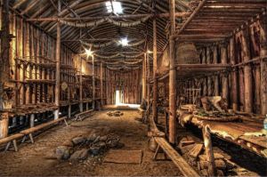 Iroquois longhouse interior