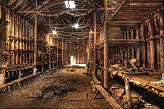 Iroquois longhouse interior