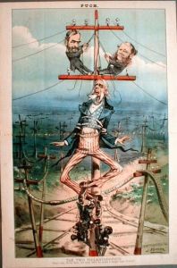 puck cartoon robber barons tying up uncle sam