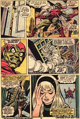 gwen with the green goblin approaching