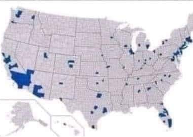 Trump - Light regions Biden - Blue regions