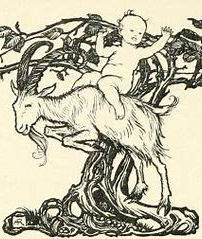 peter pan riding his goat