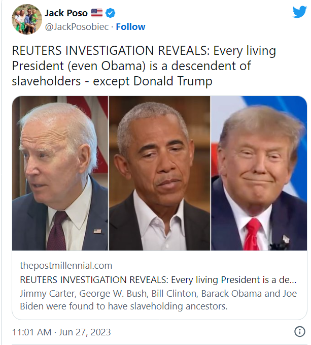 joe biden slaveholding family but not trump