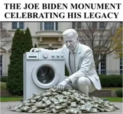 biden laundering money statue